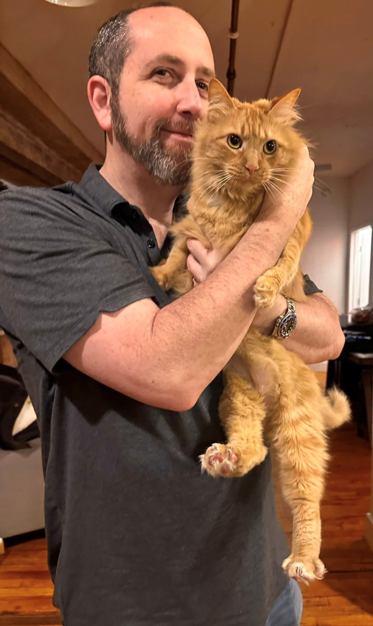 Blair Katz with a cat